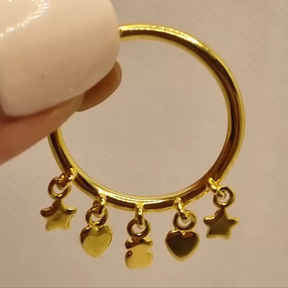 Tous Silver Vermeil Cool Joy Ring with Bear, Heart and Star Motifs Size 6 - Picture 2 of 10